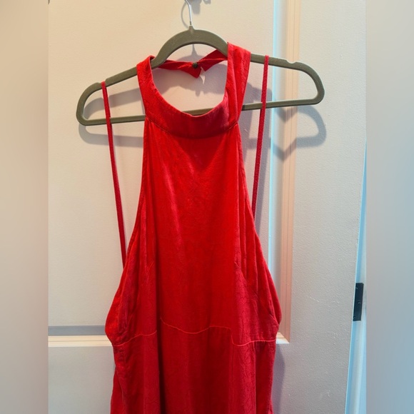 NWT Anthropologie Red Fringe Halter Valentines Tiered Fringe Maxi Dress 14 - Picture 10 of 11
